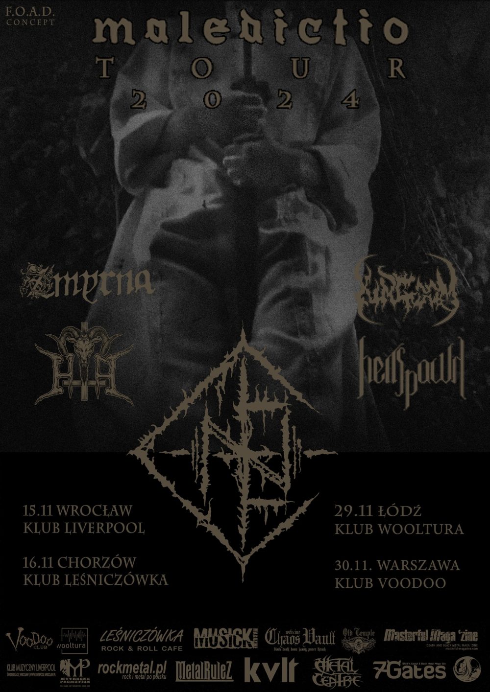 Maledictio Tour 2024 - CIEŃ, ZMYRNA, HATE THEM ALL, KINGDOM, HELLSPAWN