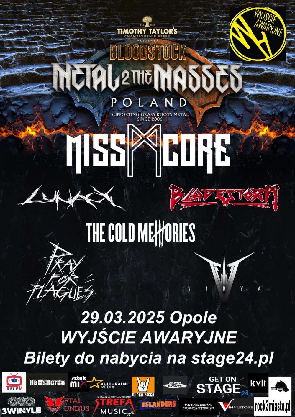 Bloodstock Metal 2 The Masses Poland - MISSCORE, LUNACY, PRAY FOR PLAGUES, BLADE STORM, VIRIA, THE COLD MEMORIES - Wyjście Awaryjne, Opole